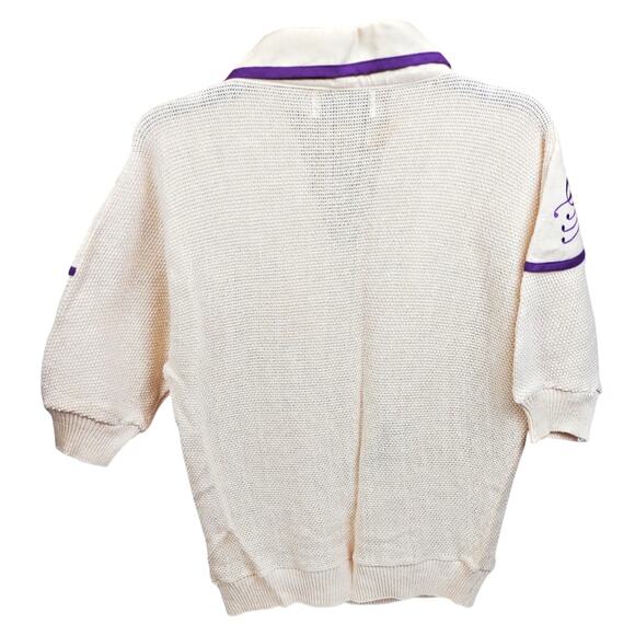 Vintage Maurada Embroidered Open Weave Crochet Coverup Sweater 80's Small Ramie - Picture 3 of 12